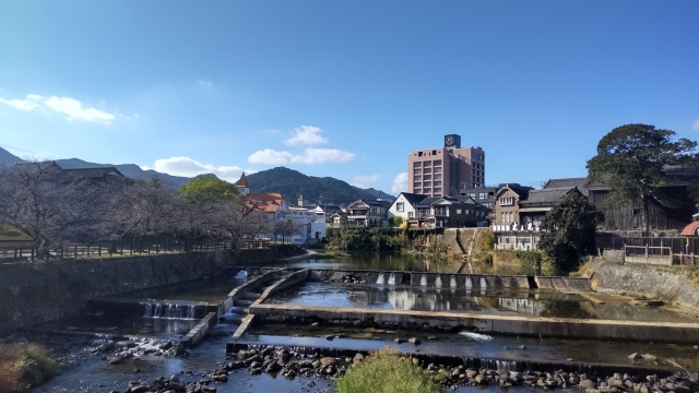 嬉野温泉・川沿いの風景